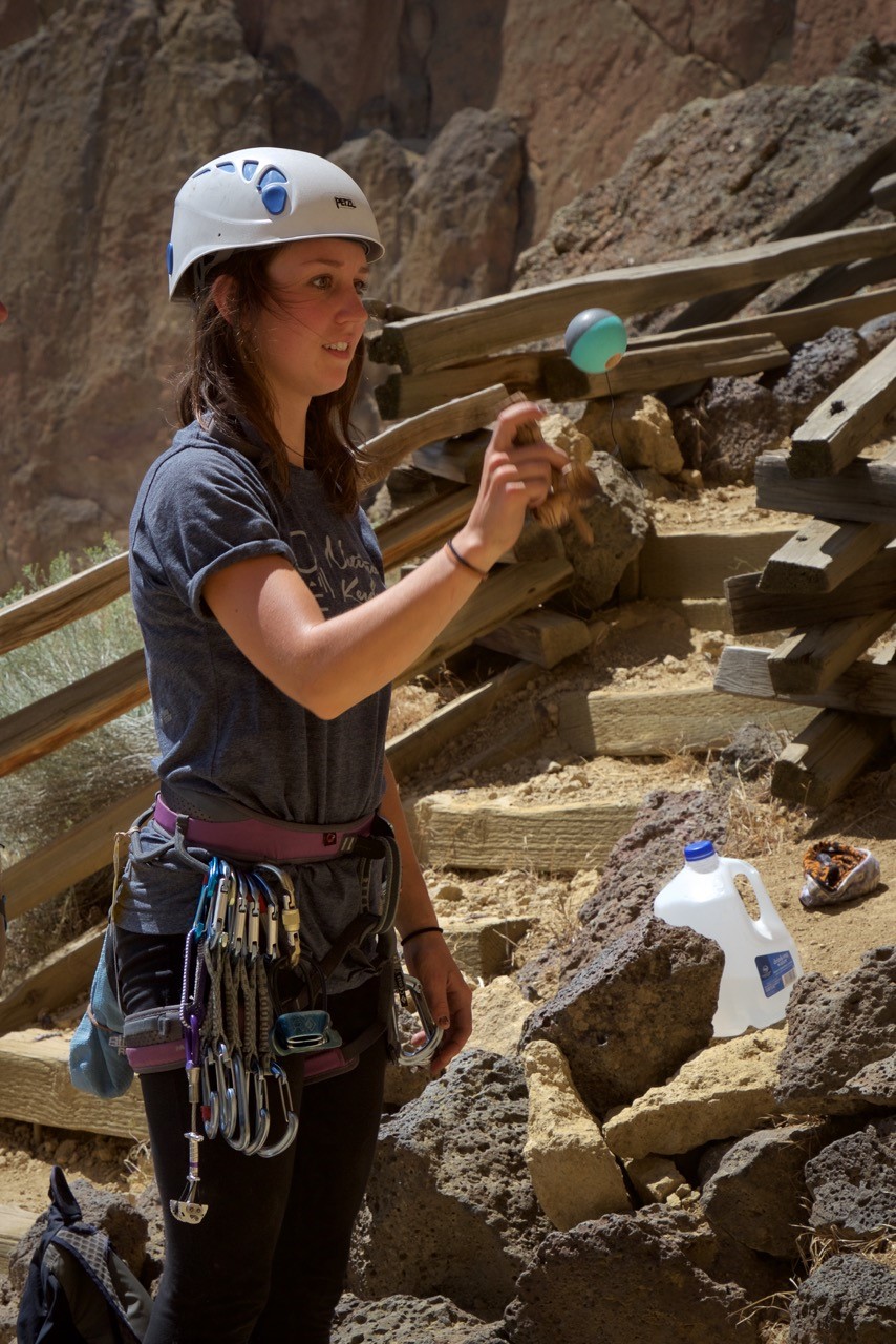 Haley Bishoff Playing Kendama After Rock Climbing